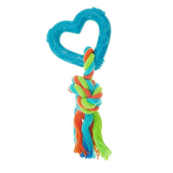 Chompers Rope with TPR Heart ToyBlue ZD1924 01